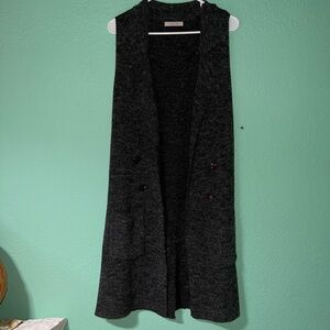 Active USA Charcoal Sleeveless Open-Front Cardigan Vest